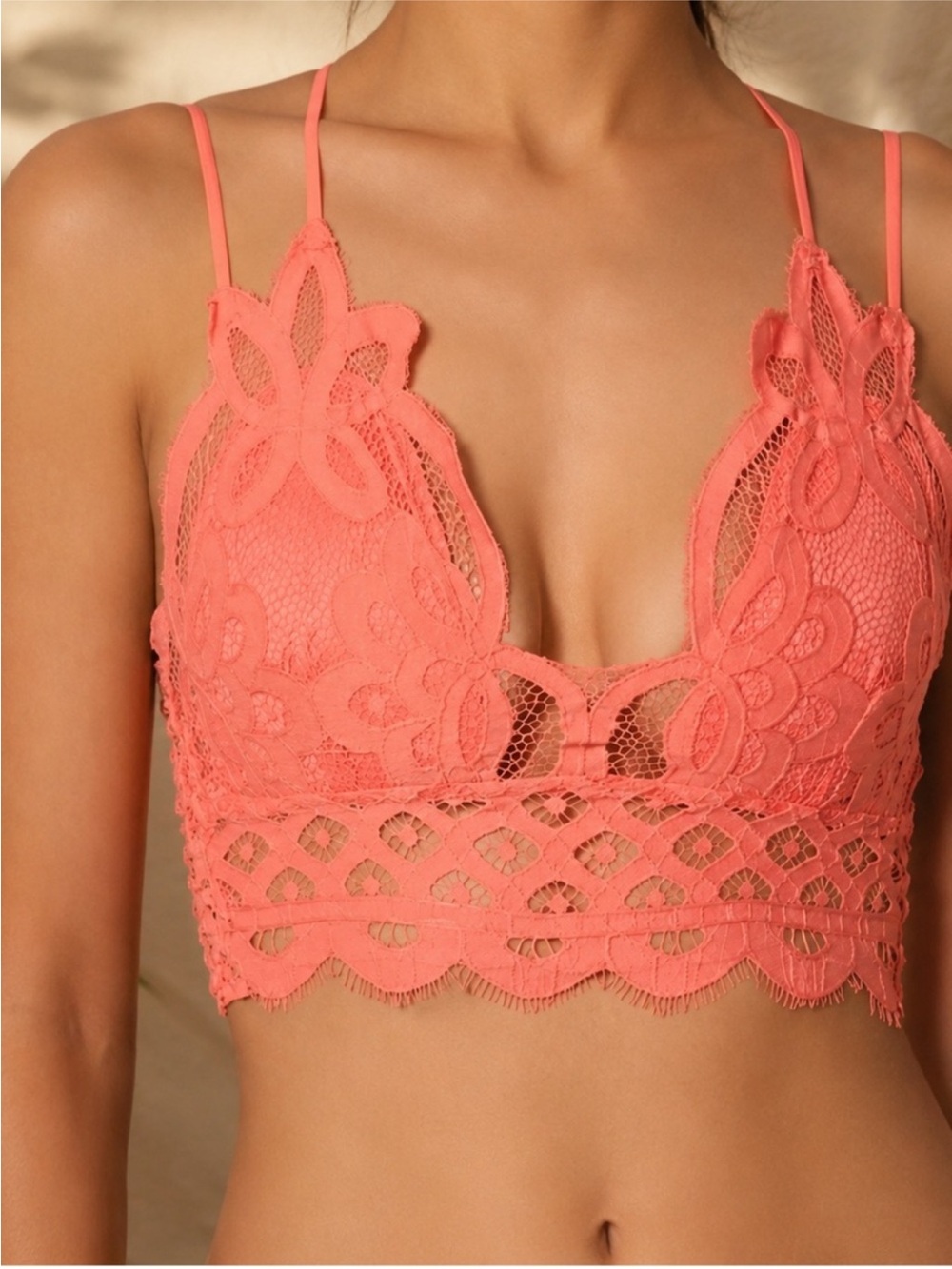 Zenana Outfitters Orange Crochet Lace Bralette Camisole